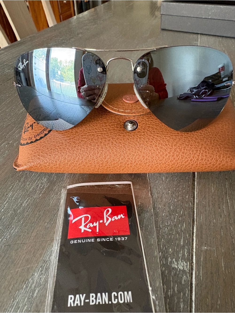 Ray-Ban Polarized Silver Aviator Sunglasses - Silver/Gray